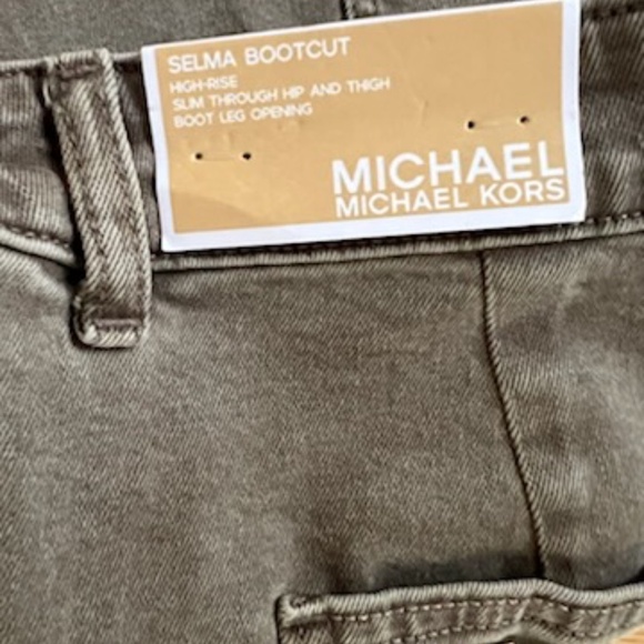NWT Michael Michael Kors Button Fly Jeans High Rise Boot Cut Olive 14 - Picture 7 of 10